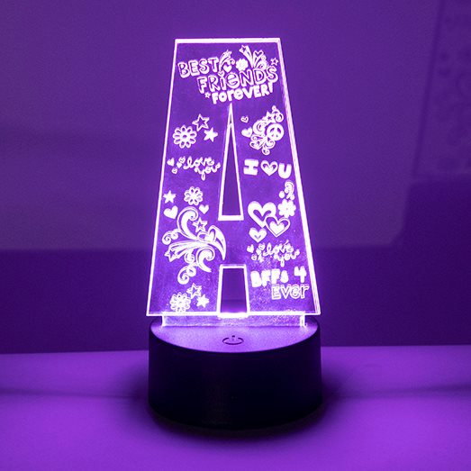 מנורת לד אות עם חריטה