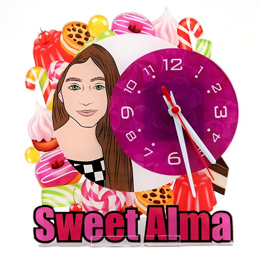 שעון קיר עם דמות באיור ידני